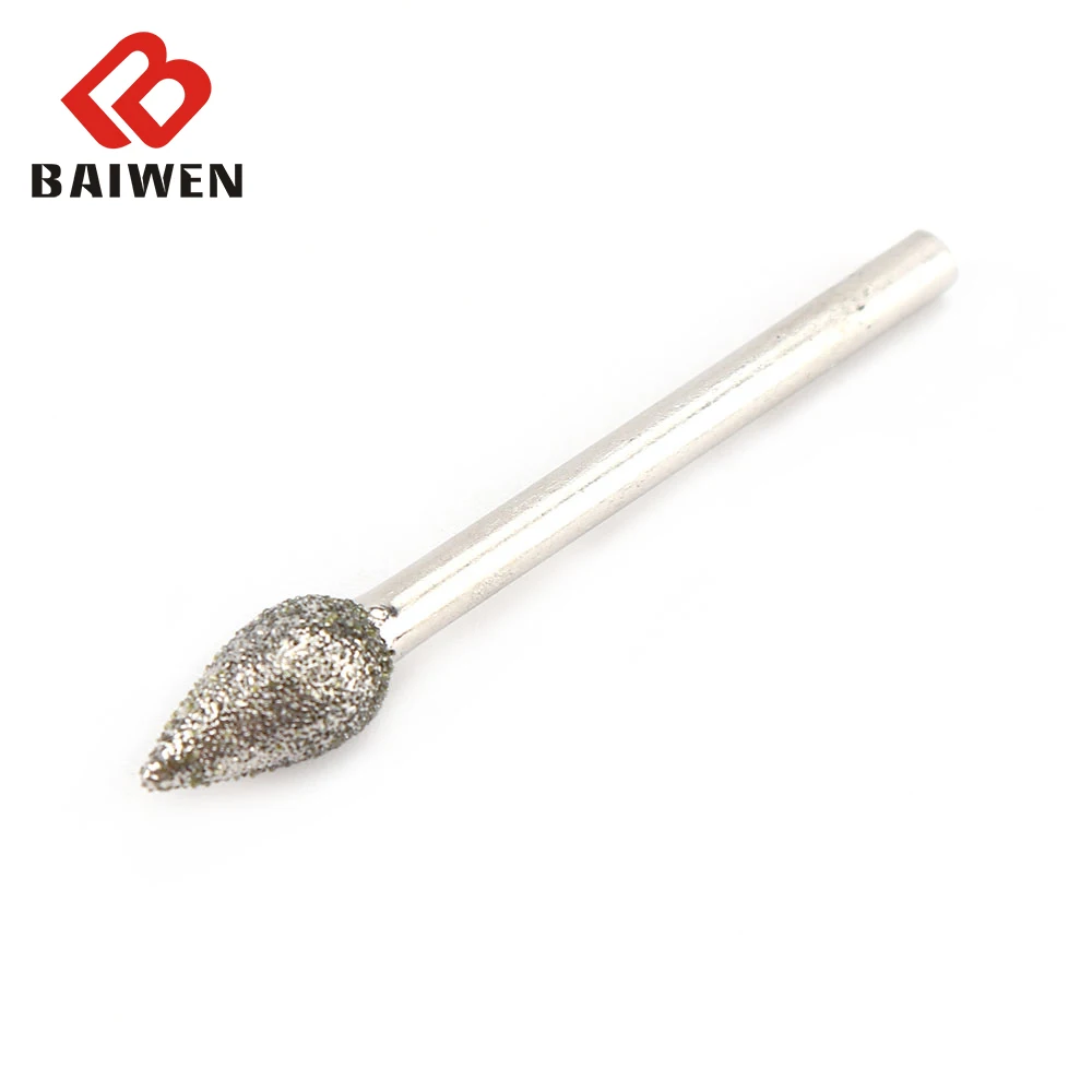 3mm codolo teste di rettifica diamantate fresa utensile rotante fresa doppio diamante taglio rotante Dremel metallo legno rettifica elettrica