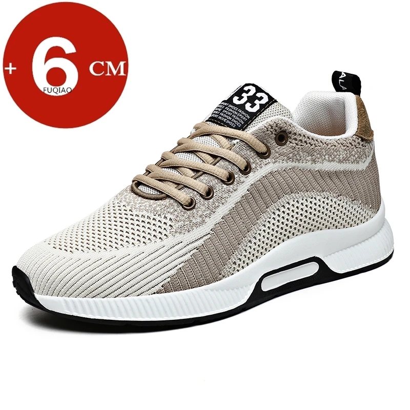 Comfortable Breathable Men Elevator Shoes Casual Height Increase Shoes Sneakers Lift Sport Shoes Sole+Insole 6CM Tall Shoes Man