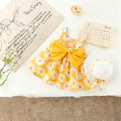 Baby Girl Dress Summer All-Over Daisy Print Spaghetti Strap Girl Dress Adorable Bow Beach Baby Dress Baby Girl Clothes
