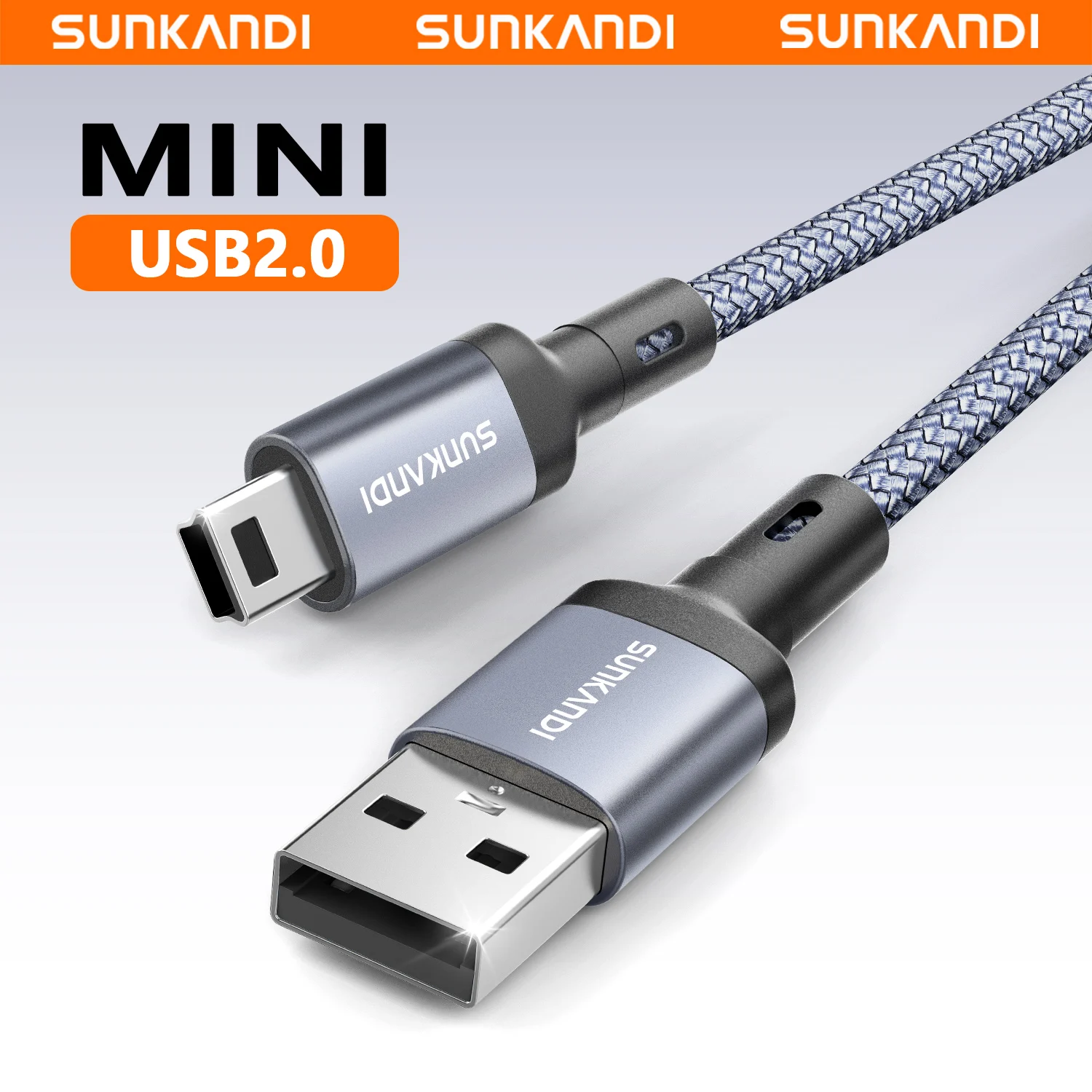 SUNKANDI Mini USB Cable, USB 2.0 to Mini B Male Charger Cord Durable USB Mini to USB Charging Cable for MP3 Player, Camera,