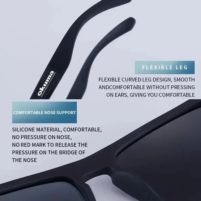 Okuma Fashion Polarisierte Brille UV400, schützt vor starkem Licht und blendendem Licht, geeignet für Radfahren, Autofahren, Angeln usw. – Detail 6
