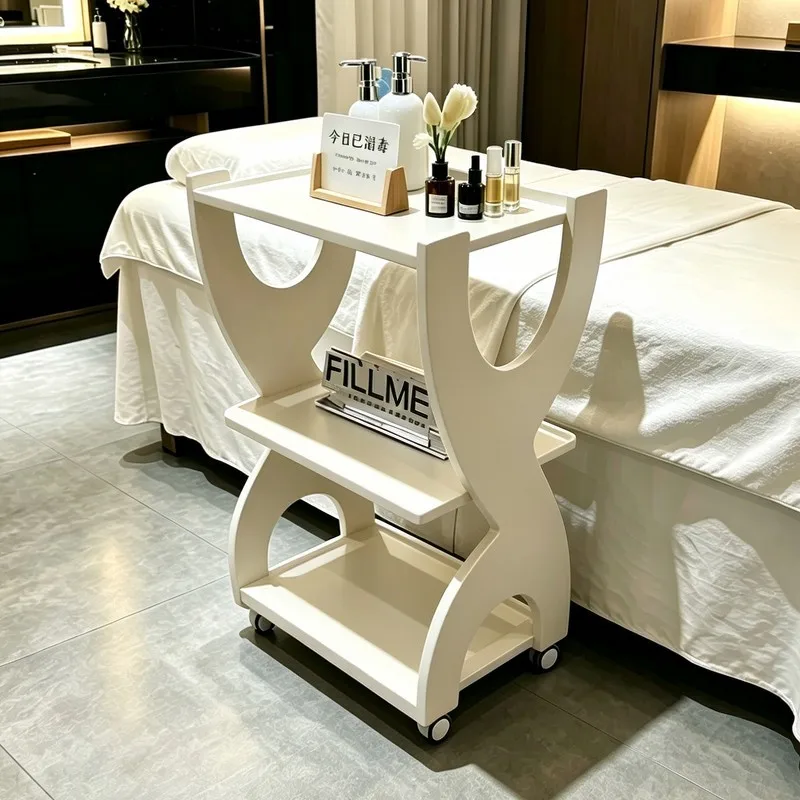 Beauty salon-specific cart, skin management mobile solid wood storage rack, advanced plastic surgery instrument hand cart