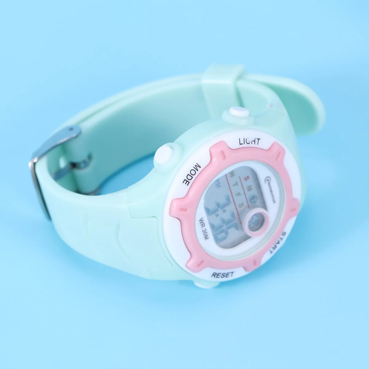 Luminous Waterproof Electronic Watch Blue Adjustable Wristband Digital Time Date Display Birthday Gift