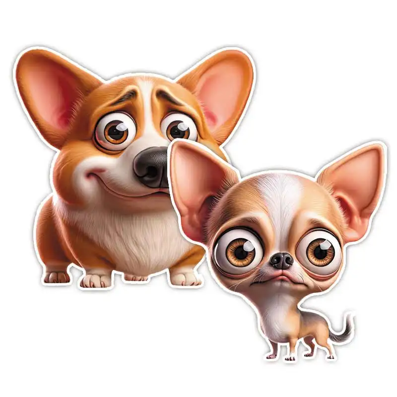 

Cute Corgi & Chihuahua Car Sticker Vinyl Decal Waterproof Rear Window Motorcycle Camper Bumper Truck Laptop Decoration SH1204