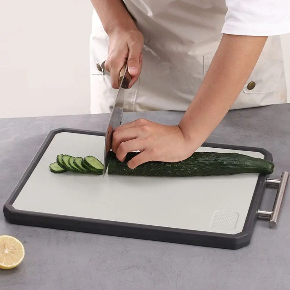

Double Sided Use Stainless Steel Cutting Board Mildew-resistant Scratch Resistant Meat Chopping Board Anti-Slip Rectangular