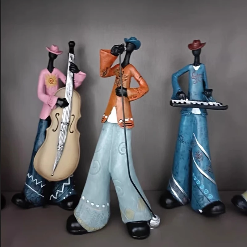 New Creative Music Band Decoration Figurines Resin Retro Musical Instrument Model Living Room Nordic Arts Craf Statue Sculpture