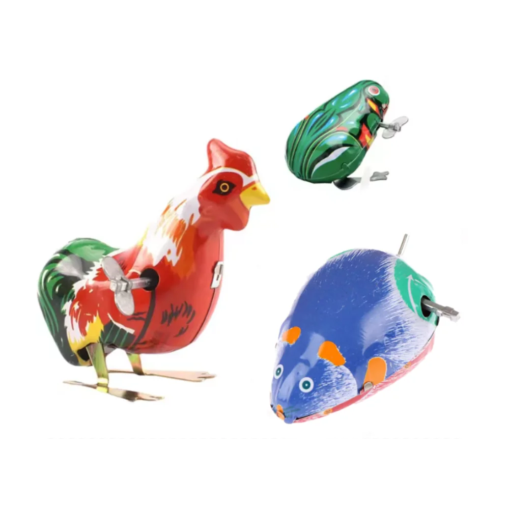 

Игрушка-прыгун в ретро-стиле: лягушка, мышь, петух. Классическая детская игра в стиле ретро. Ностальгический приз для вечеринок.