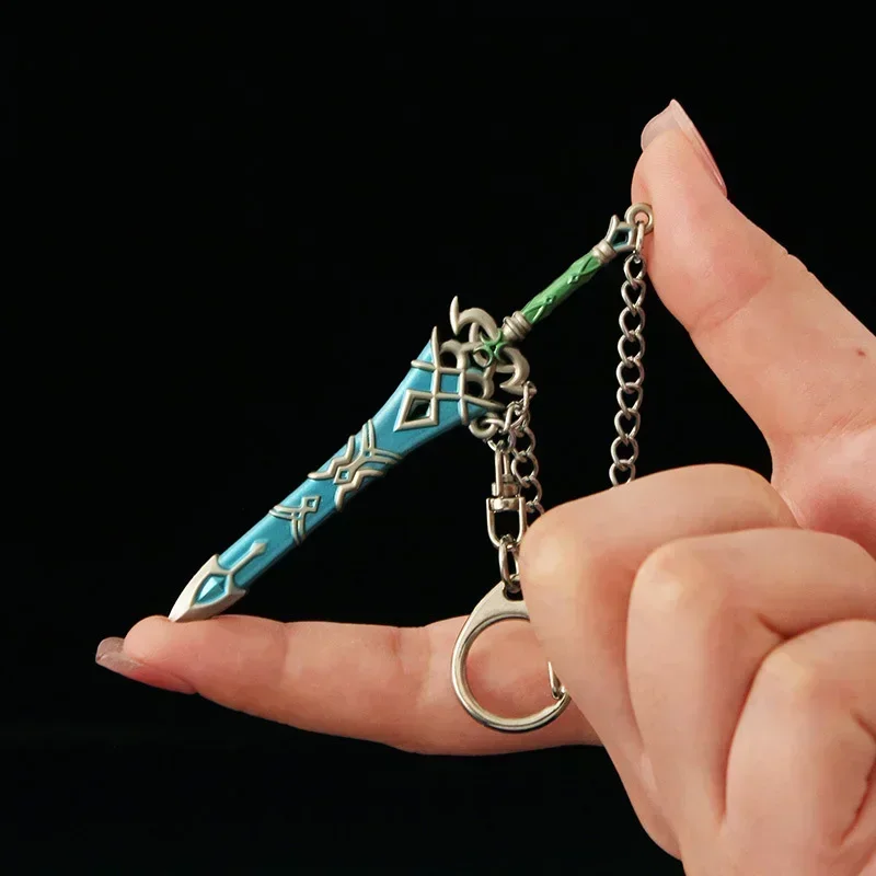 9 cm The Hyrule Fantasy Arma Portachiavi Zora Spada Gioco in metallo Periferia Arma Ciondolo Ornamento Accessori Portachiavi Regalo Giocattoli