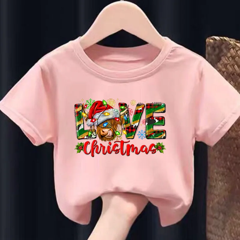 

Christmas Love Printing A Stylish Children's T-shirt with A Printed Imagination Cartoon Airplane Pattern Featuring A Round Neck