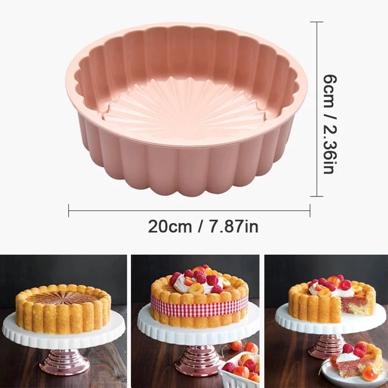 Round silicone cake pan, non-stick silicone cake mold suitable for cheesecake, chocolate cake, rainbow cake, strawberry shortcak