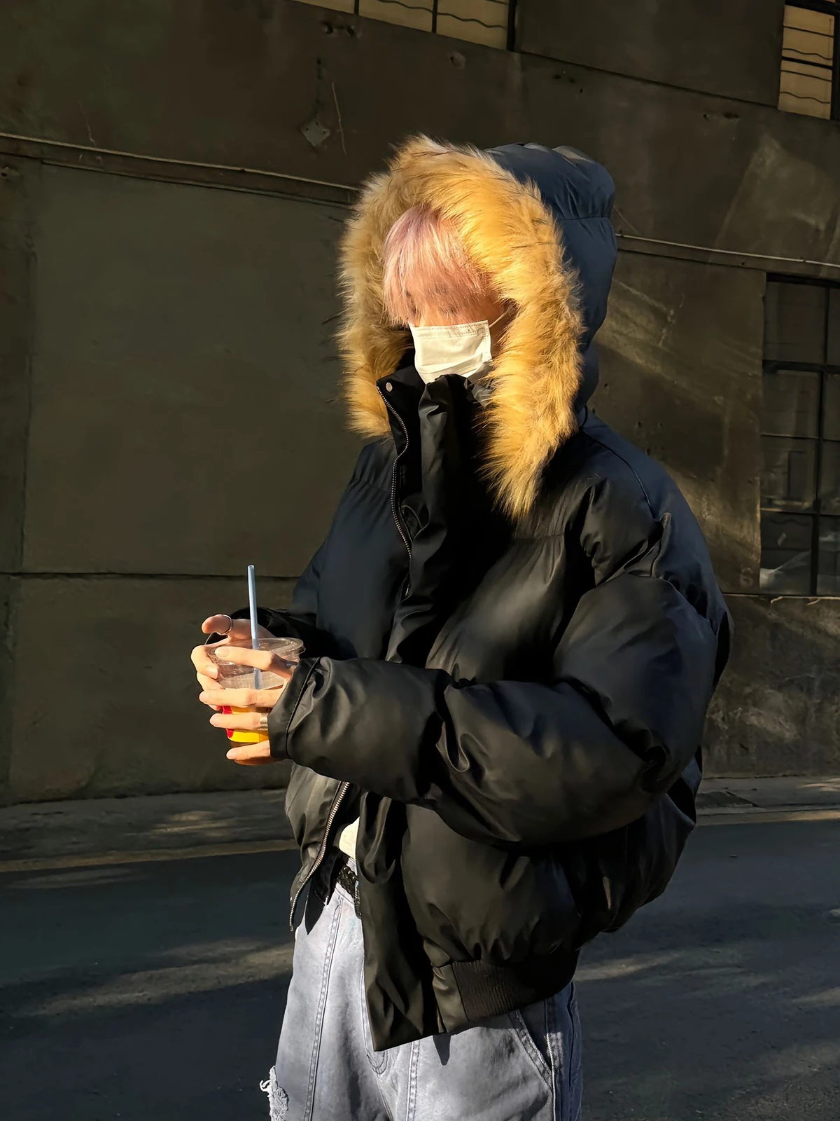 

Detachable Fur Collar Hooded down Jaet Men's Winter American Cleanfit High-End Warmth Parka Cotton Coat Youth Faion