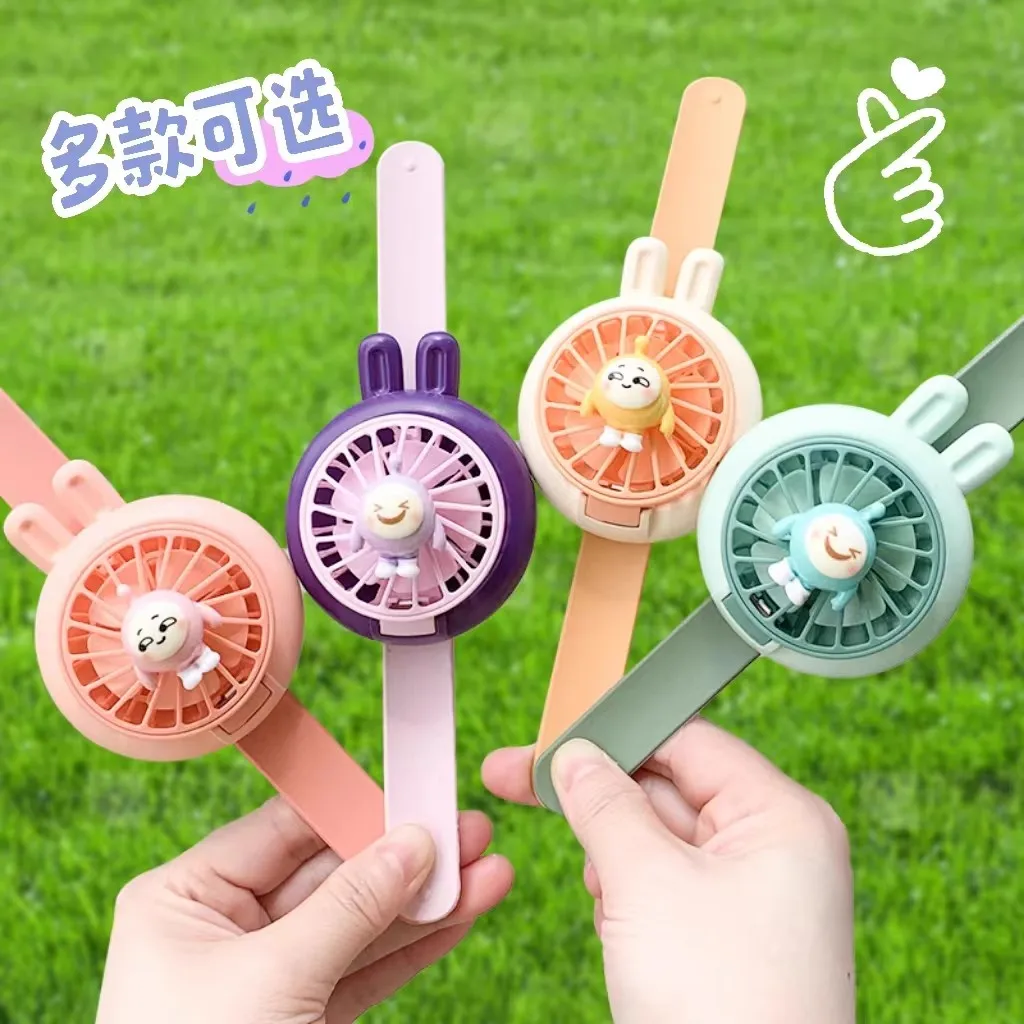 Cute egg party, clapping circle, watch with small fan, portable for children, portable to carry with you, rechargeable