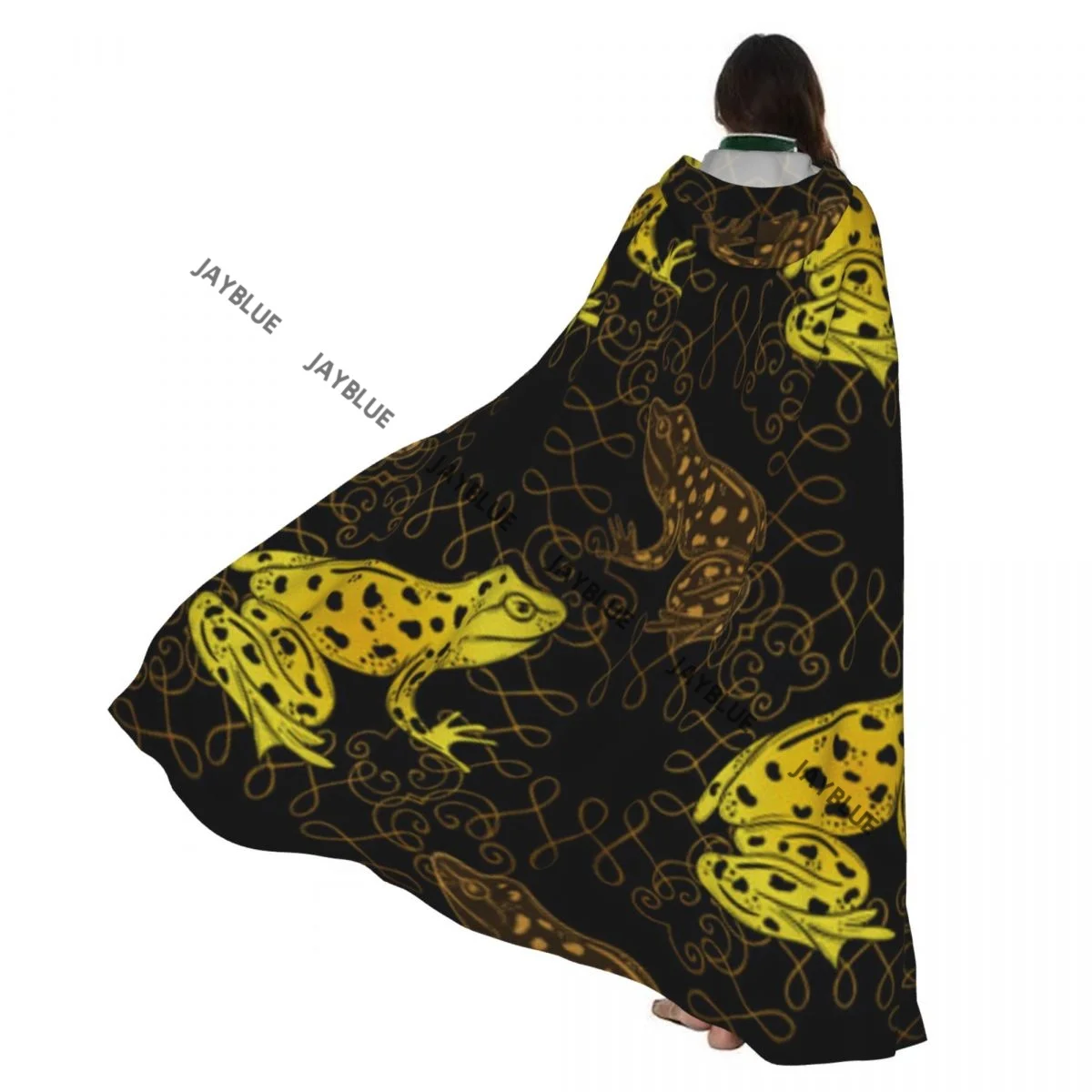 

Eastern Frog Ornaments Hooded Cloak Polyester Unisex Witch Cape Costume Accessory