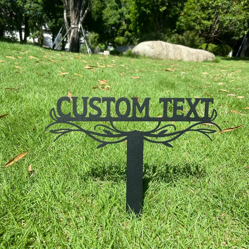 Yard signs Personalized Custom Metal Signs With Stakes Modern Garden Metal Stakes Housewarming gift Outdoor Garden Decor Name