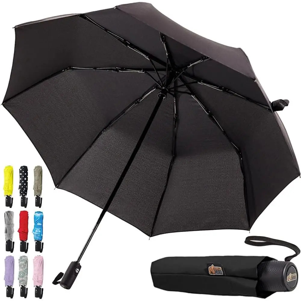 

Compact Automatic Open Umbrella, Waterproof and Quick-Dry, Lightweight Portable for Travel, Black