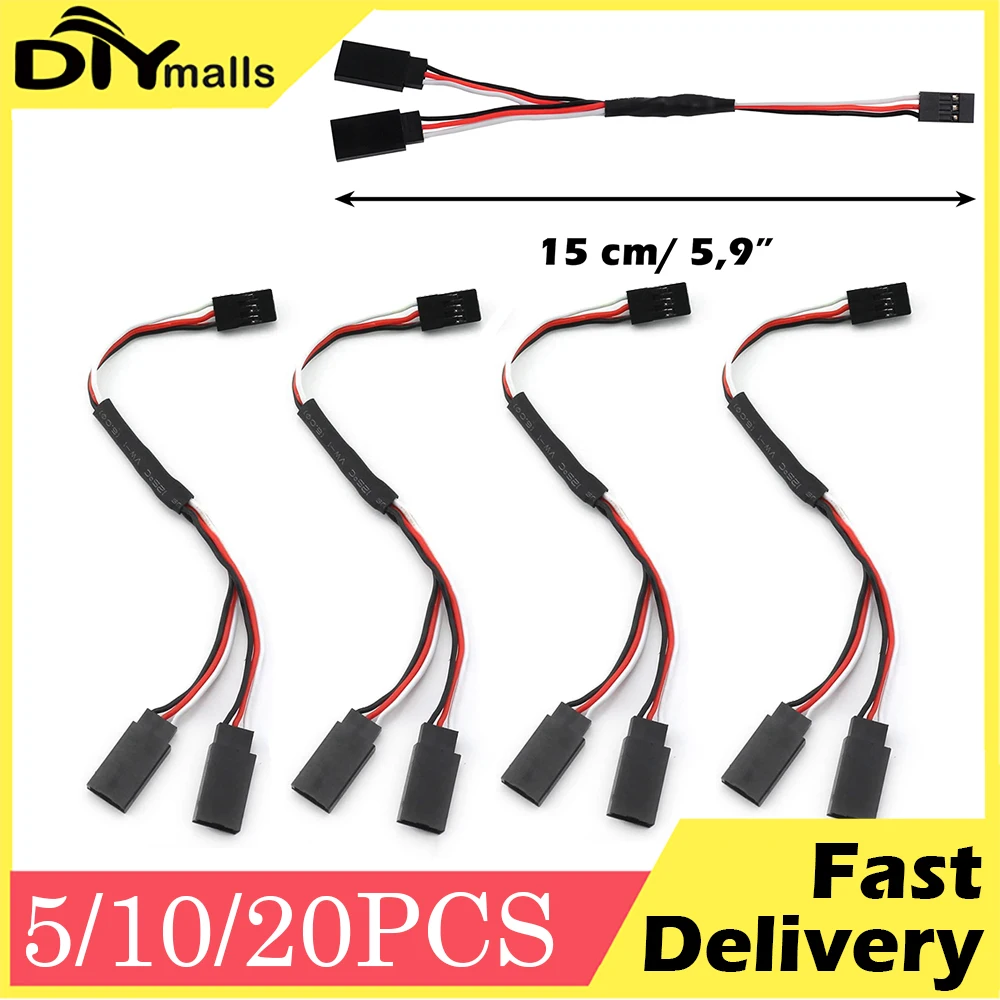 

5/10/20PCS 150mm Y Style JR Cable 3-Pin Servo Extension Cord for Futaba RC Airplane Servo Accessories Plugs Connector Cable