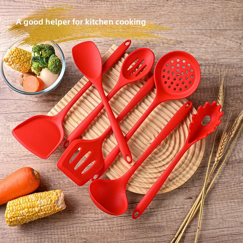 

Silicone Soup Spoon 8pcs Set,Non Stick Pot Lo Mein Scoop, High Temperature Resistant Leak Scoop Kitchen Set Cooking Accessories