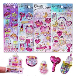 3D Glitter Shining Stickers Self-Adhesive Bling Craft Shaking Puffy Foil Sticker for Decorative Scrapbooking Girls DIY Gift Toy