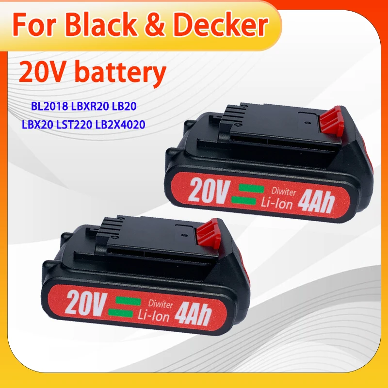 

Аккумулятор Black & Decker 20V, литиевый, 3.0Ач/4.0Ач, совместимый с беспроводными электроинструментами LBXR20 LB2X4020-OPE.