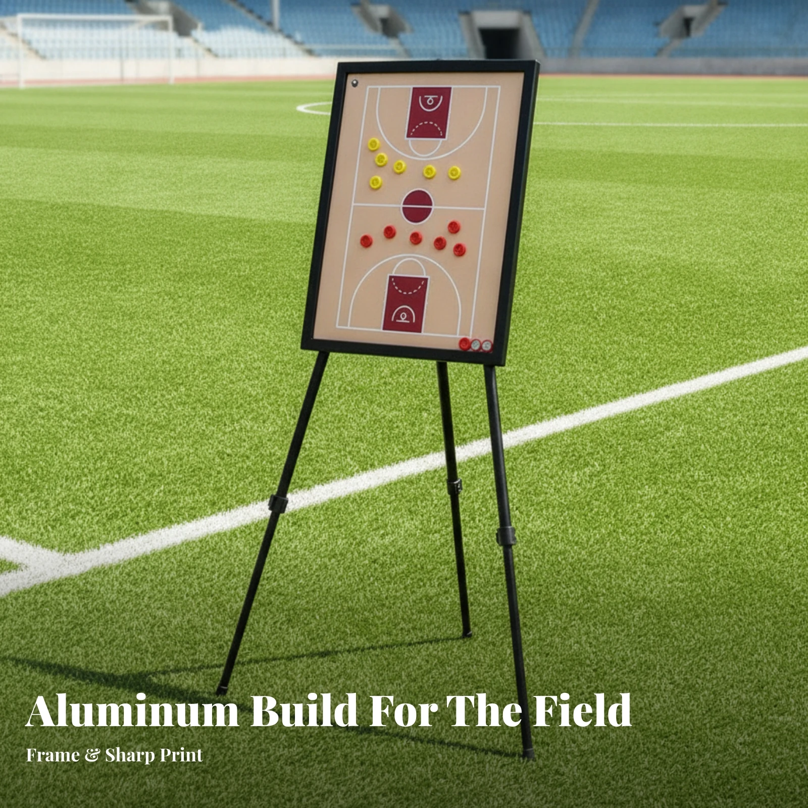Coaching Board with Tripod Stand Height-Adjustable Tripod Coaching Board Equipment Wipeable Collapsible for Coaches