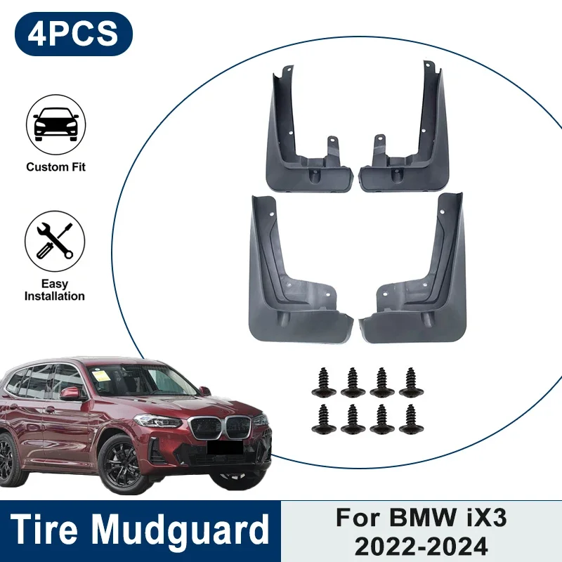 

Комплект из 4 брызговиков для BMW iX3 2022-2024: водонепроницаемые, защита от брызг, накладки на крылья, аксессуары для экстерьера автомобиля