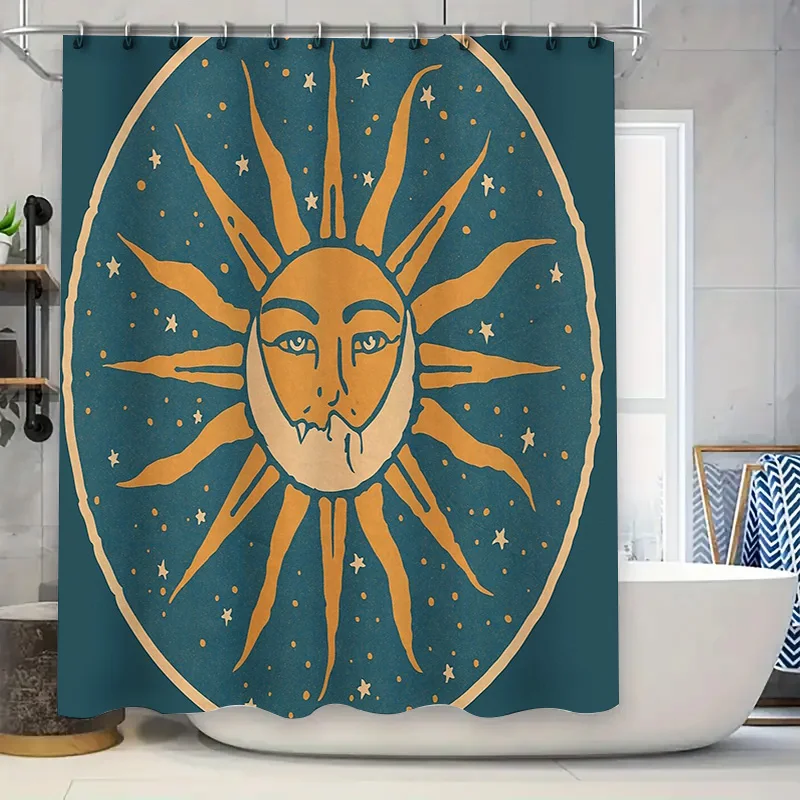 

Moon Phase Shower Curtain Celestial Decor Washable Bathroom Curtain Vintage Space Theme Home Decor Artistic Wall Hanging Tapestr