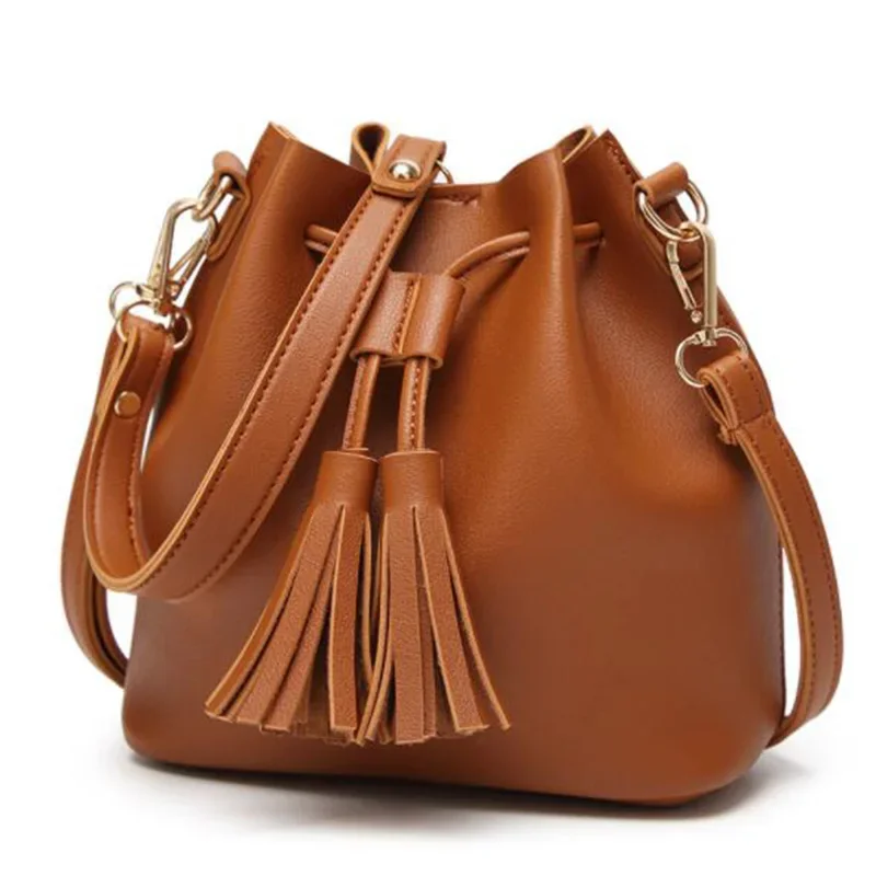 Fashion Bucket Shoulder Bags For Women Drawstring Crossbody Bag Female Messenger Bags Ladies PU Leather Handbag