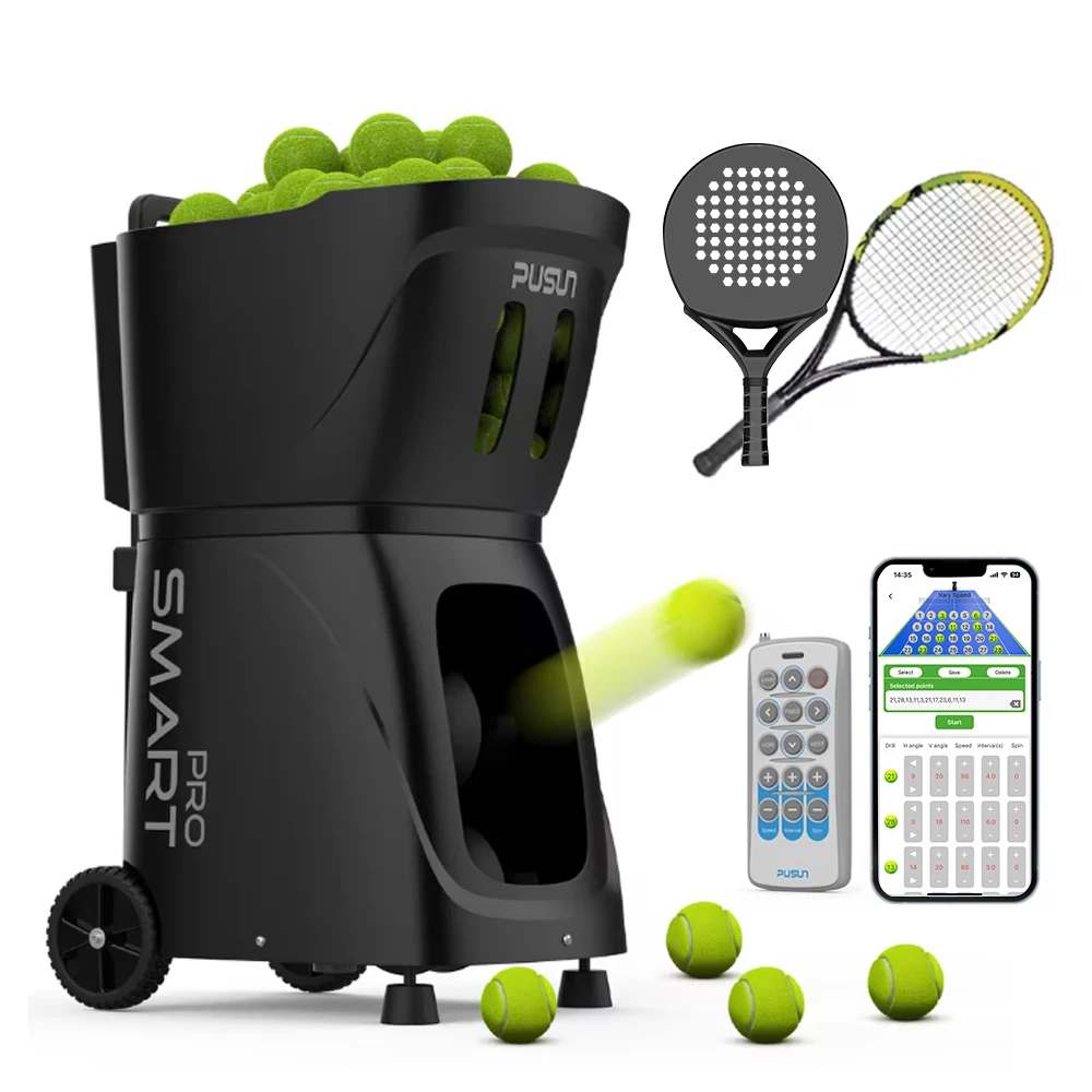 Portable Professional Tennis Ball Machine Launcher Multiple Models Equipment For Training Practice APP Remote Control