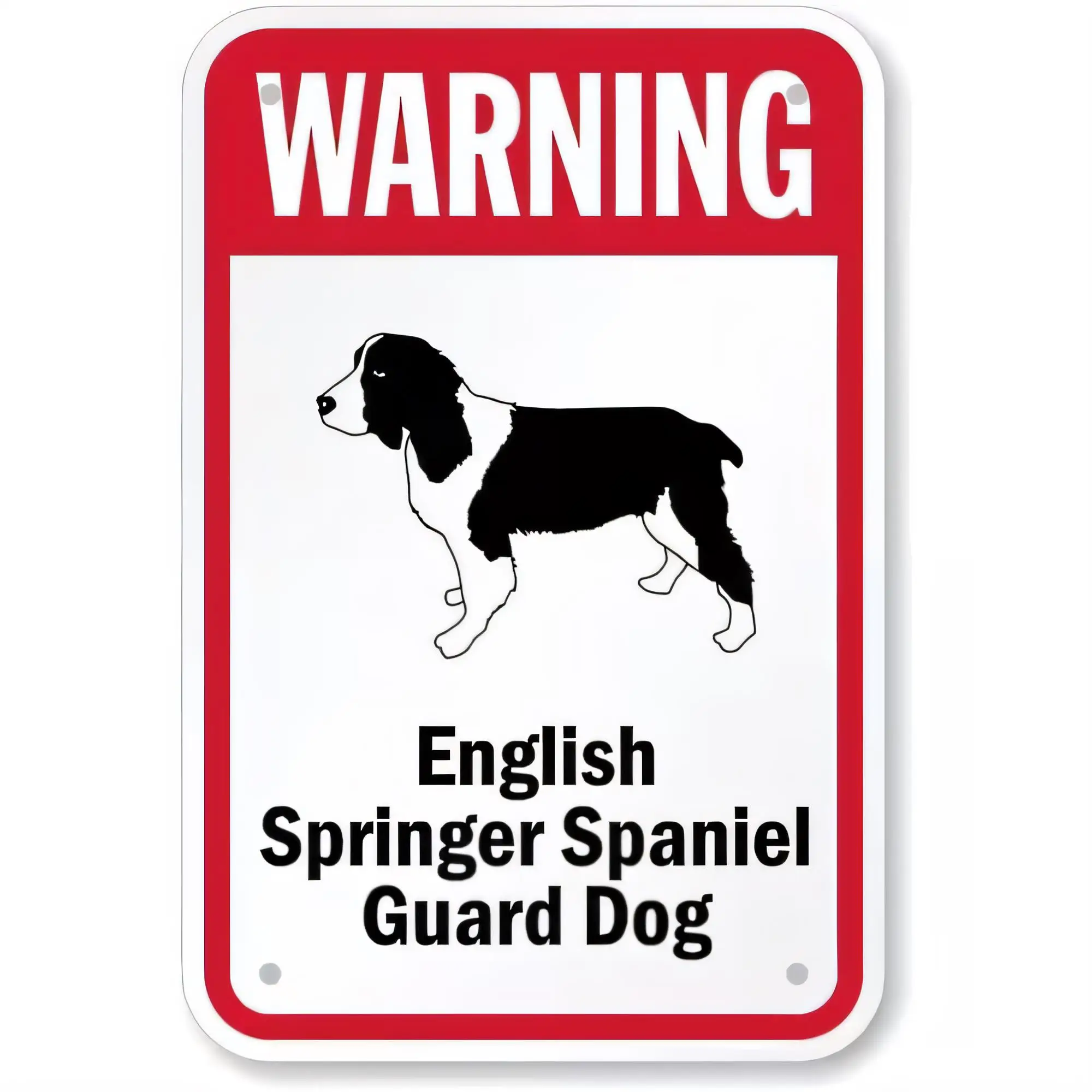 Tin Sign Warning English Springer Spaniel Guard Dog Funny Quote Metal Plaque Vintage Wall Decor for Home Garage Bar Pub Garden I