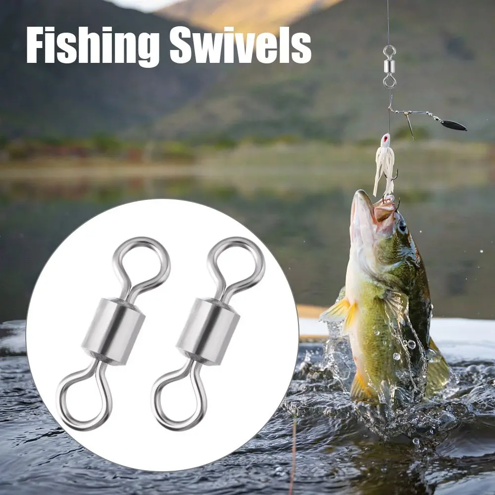 100pcs/lot High Strength Bearing Barrel Durable Solid Ring Rolling Swivels Fishing Rolling Swivel Connector Fishing Connector