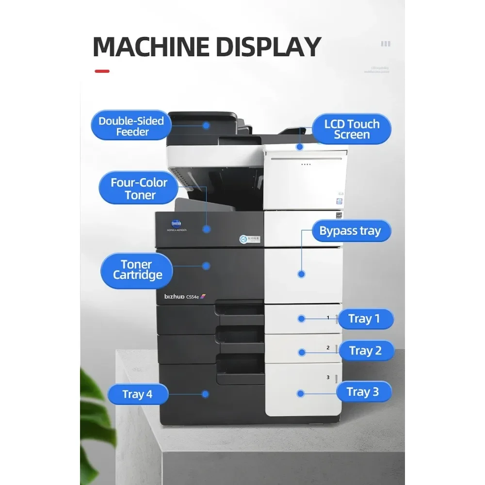 how sale Compatible Konica Minolta bizhub C454 c454e 454e 454 110V Photocopy machine printer mfp office printer scanner copier