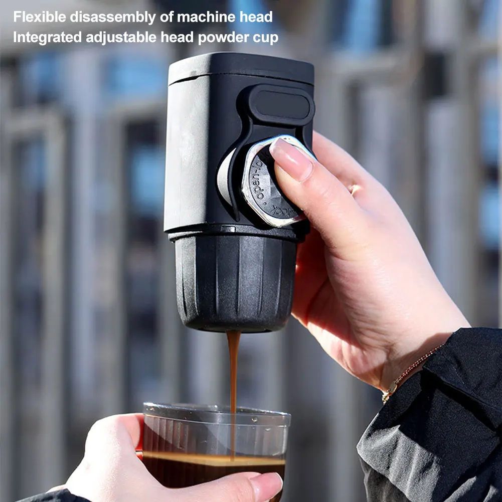Mini macchina per caffè espresso portatile per caffè macinato e capsule, piccola macchina da caffè da viaggio, ideale per campeggio, escursionismo, ufficio
