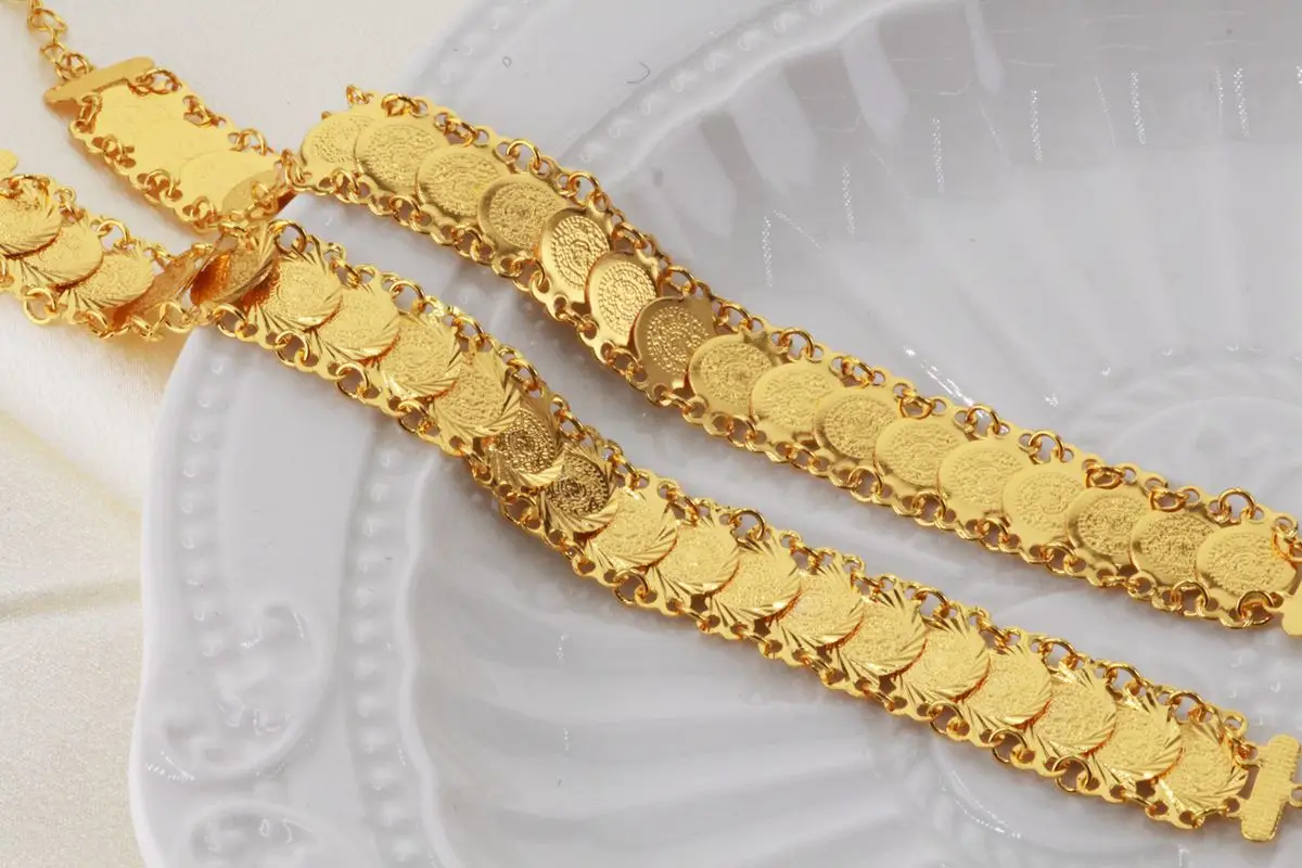 Gold Color Trendy Coin Bracelet Arab Bridal Gift Middle East Turkey Egypt African Jewelry