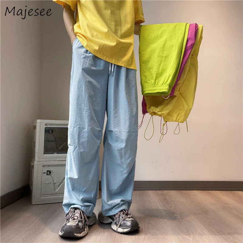 

Wide Leg Pants Men Simply Hip Hop Harajuku Trousers Casual Cool Elastic Waist Teens All-match Jogger Fashion Sporty Pantalones