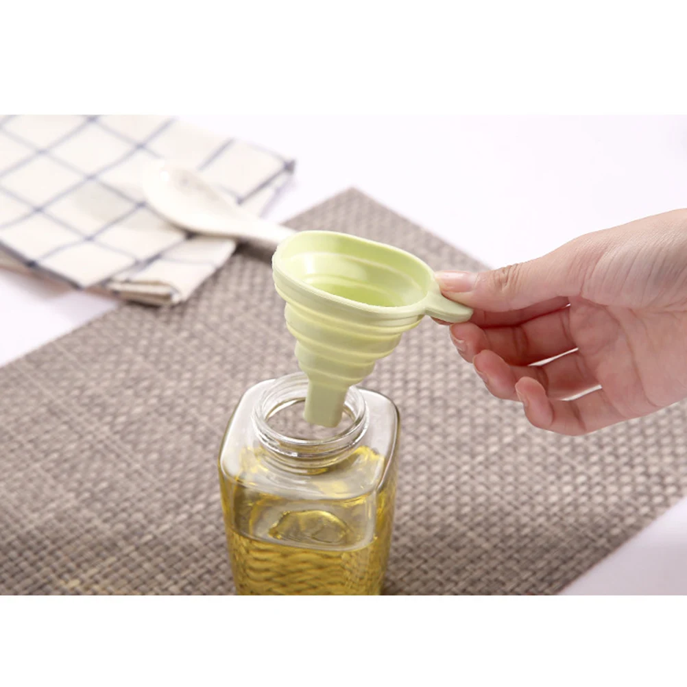 

6Pcs Silicone Telescopic Funnels Foldable Oil Funnel Liquid Transferring Tool Kitchen Cooking Wine Soy Sauce Oil Transfer