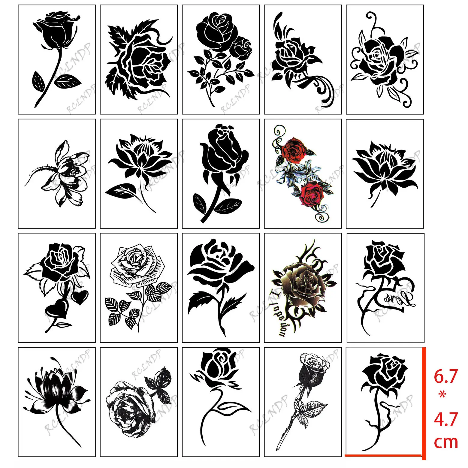 20 Pcs Waterproof Temporary Tattoo Sticker Black Rose Flower Lotus Planet Small Flash Tatoo Fake Tatto for Men Women girl