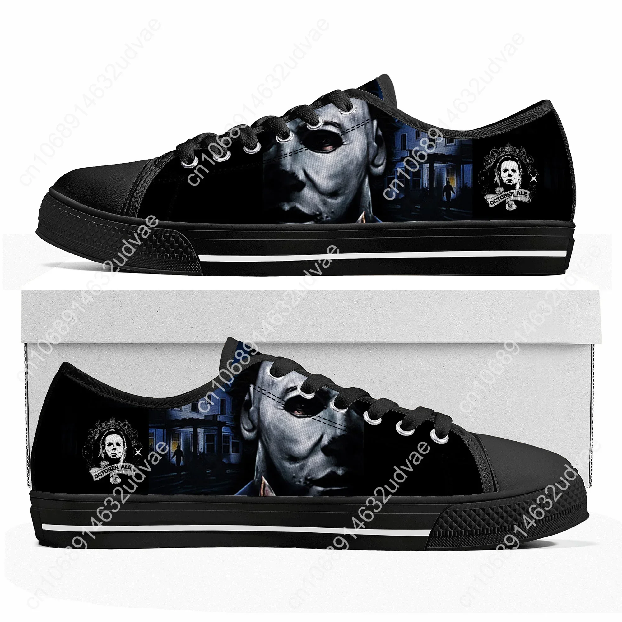 Michael Myers Low Top Sneakers Horror Halloween Mens Womens Teenager Canvas High Quality Sneaker Casual Couple Shoes Custom Shoe