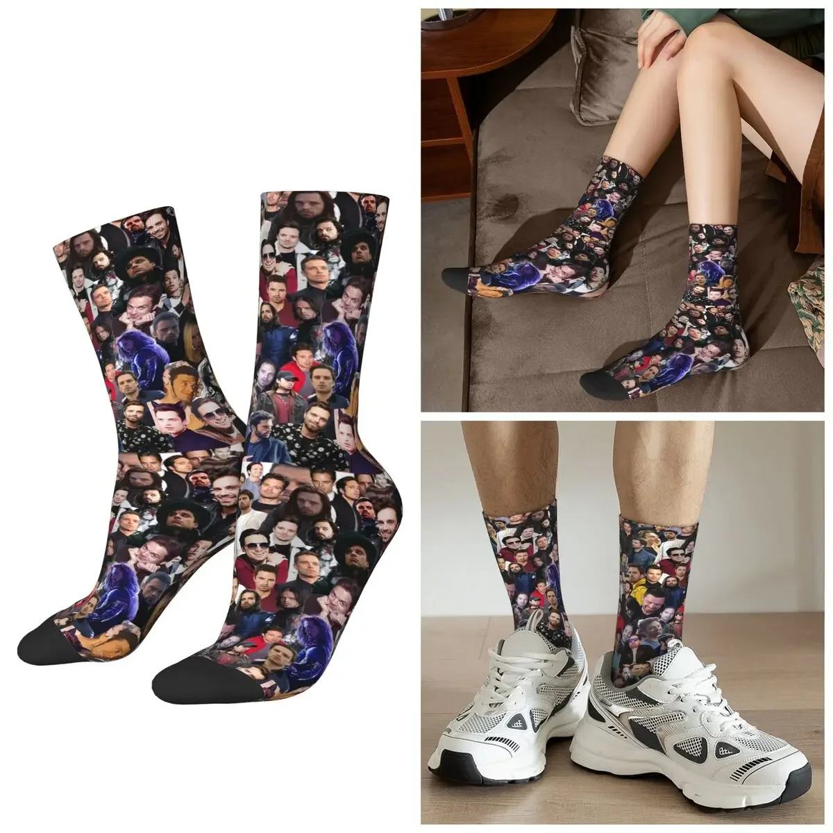 

Носки Sebastian Stan College Socks для всех сезонов, носки в стиле Харадзюку, носки в стиле хип-хоп для мужчин и женщин, подарки на День святого Валентина