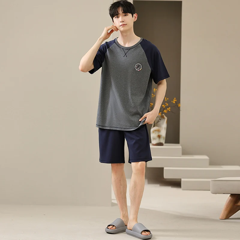 Big Size L-5XL Men Pajamas Set Summer Modal Pyjamas Male Casual Short Sleeve Sleepwear
