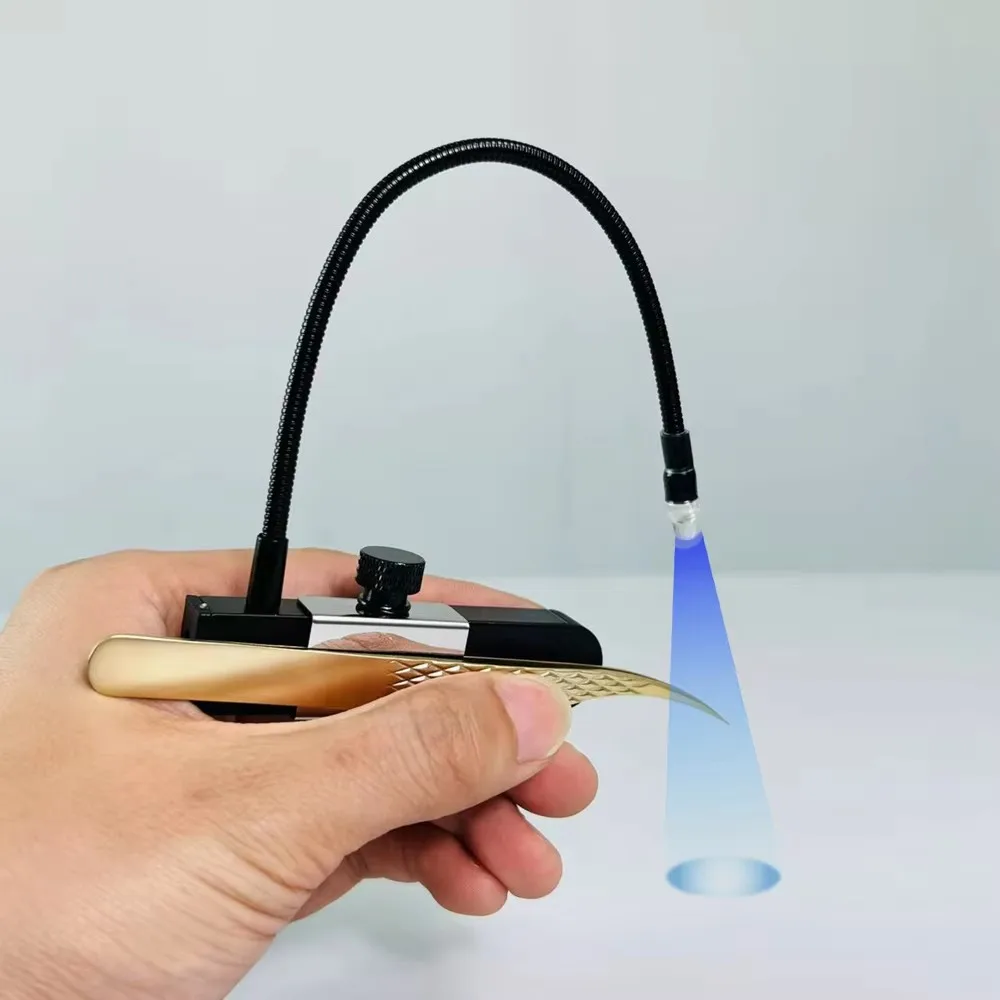 ضوء الرموش المحمول بالأشعة فوق البنفسجية يناسب جميع الملقط معالجة الغراء سريعة الجفاف ملحقات الرموش