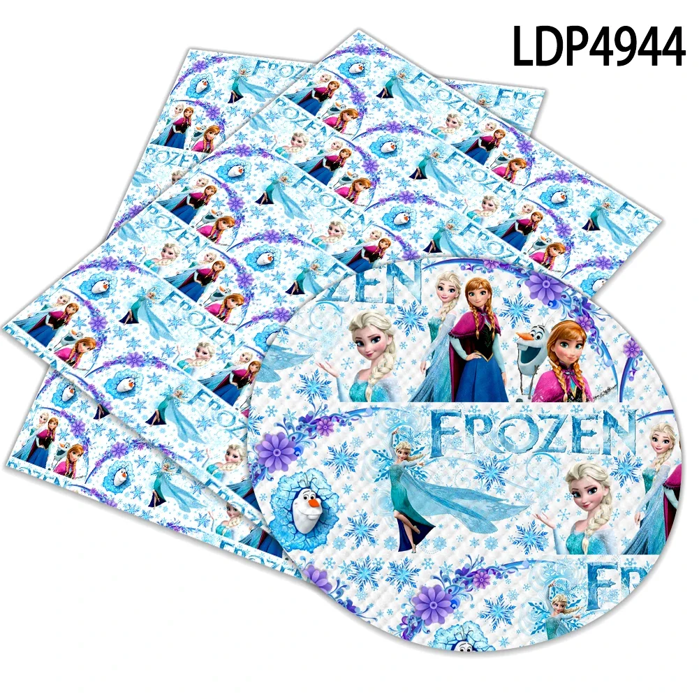 22*30cm Mini Cartoon Disney Frozen Wonderland Print Artificial Leather Cross Pattern For DIY Jewelry Earring Craft Making