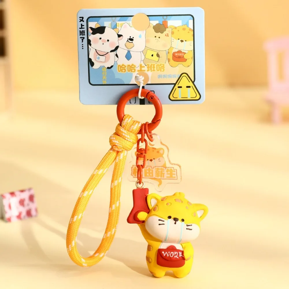 Cute Cartoon Animals Key Chain 3D Take The Subway Series Car Key Ring Resin Doll Pendant Bag Hanging Ornaments Schoolbag