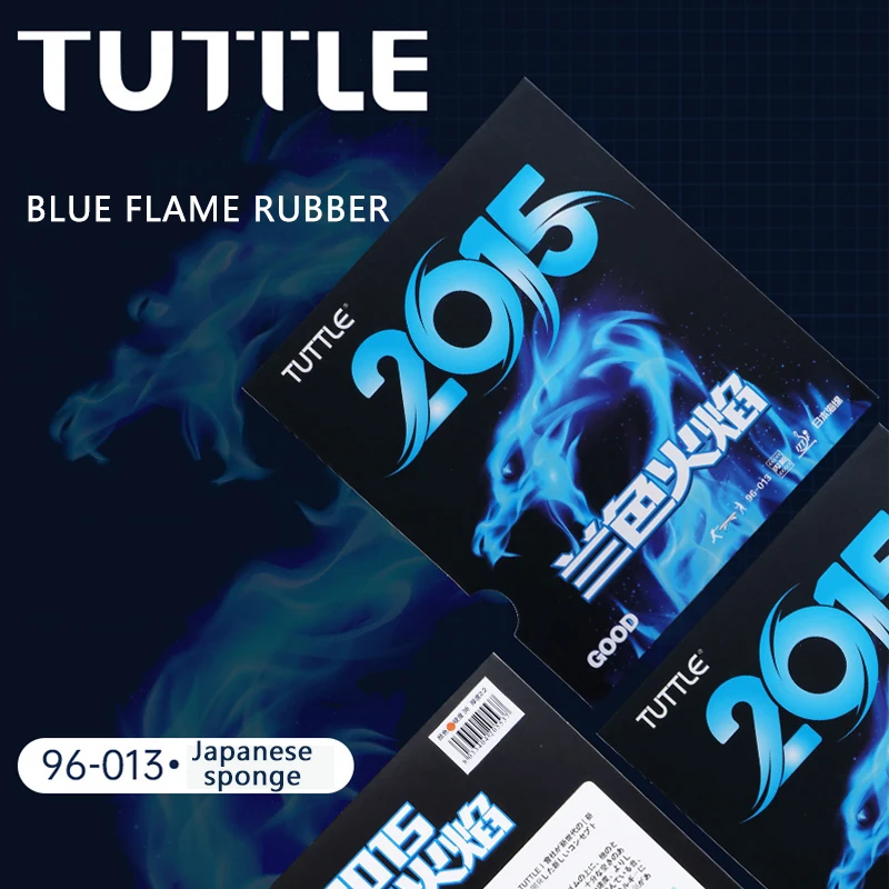 TUTTLE Blue Flame Table Tennis Rubber Tacky Pimples-in Pingpong Racket Covering with High Density Sponge