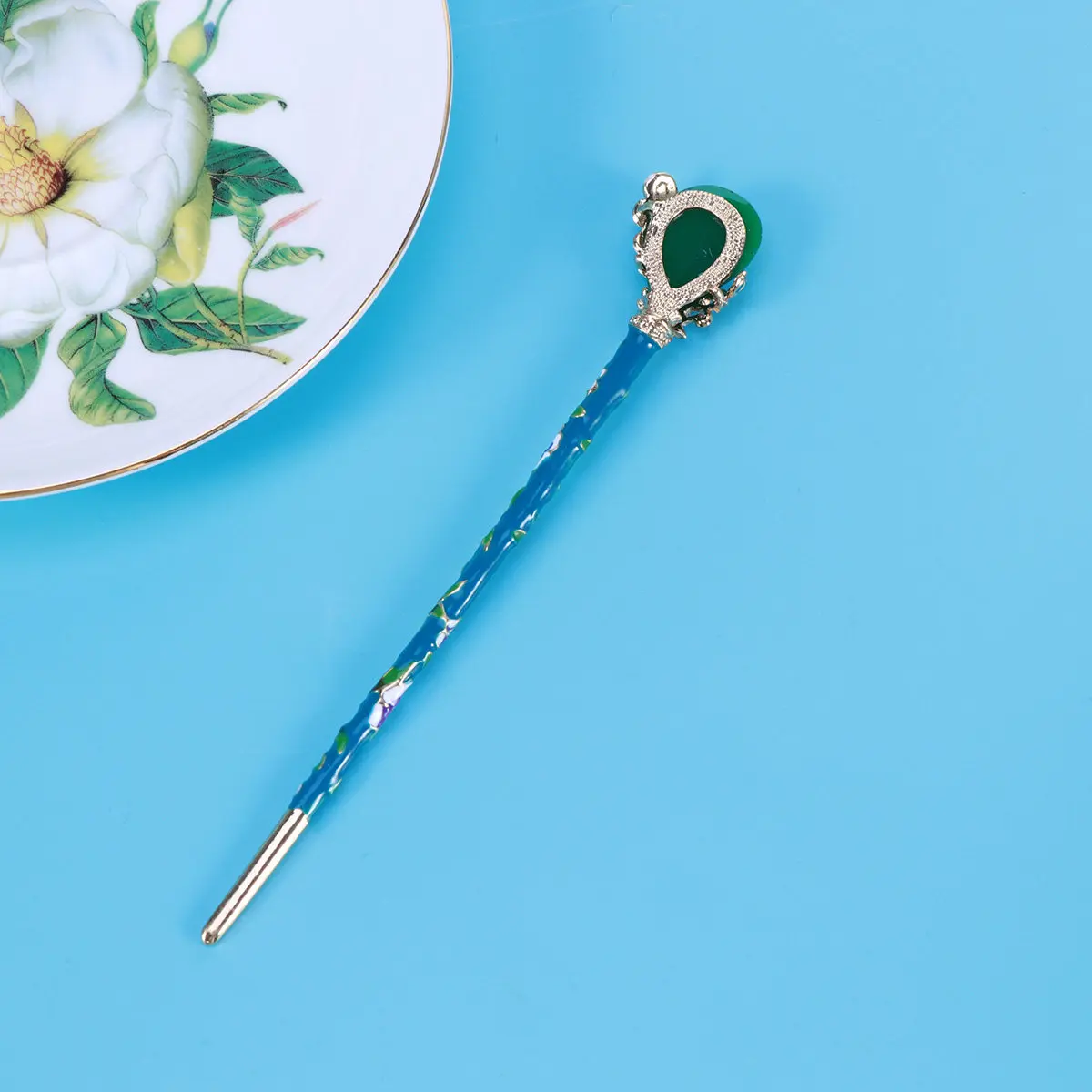 

1 Piece Ancient Hairpin Chinese Style Hair Stick for Women Vintage Hair Chopsticks Decorative Hairpin Daily Use Green