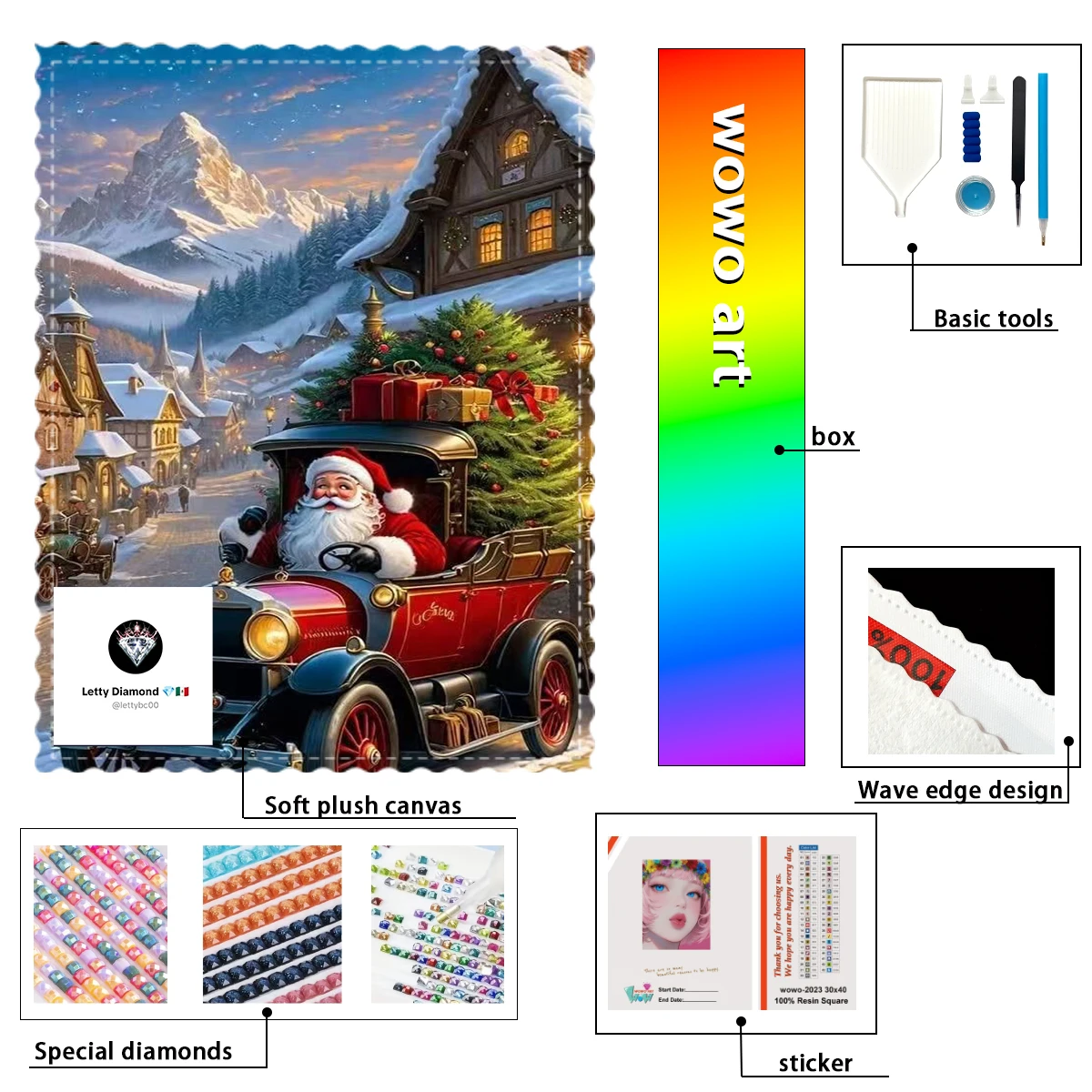 

【Letty Diamond art】Santa Claus carrying the Christmas 100% resin FD+ab+xc Diamond Stamping Kit Perfect Masterpiece worth Bu