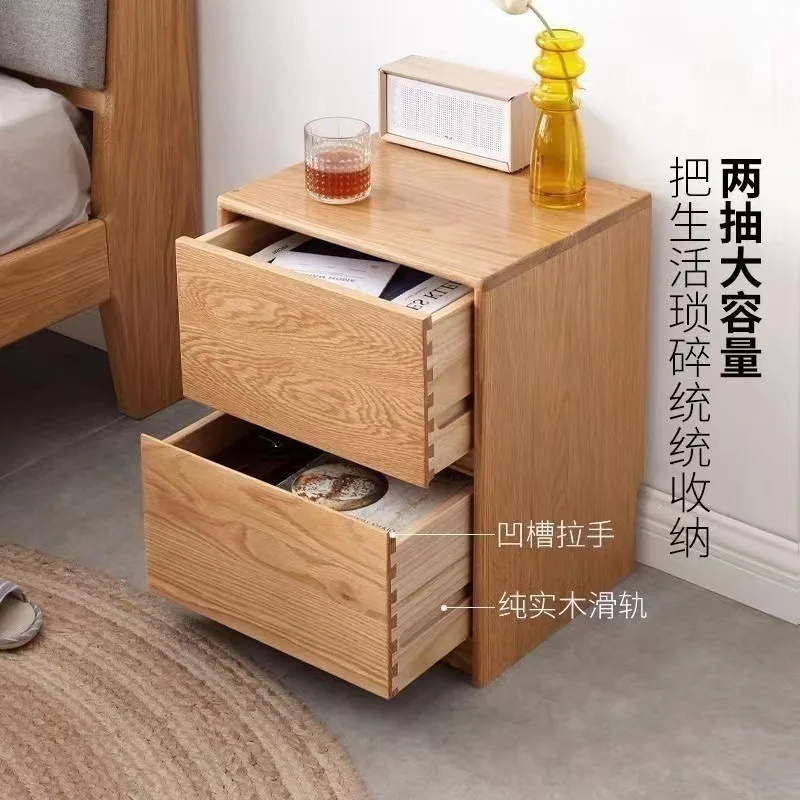 Nachttisch aus massivem Eichenholz, einfache Nachttischaufbewahrung