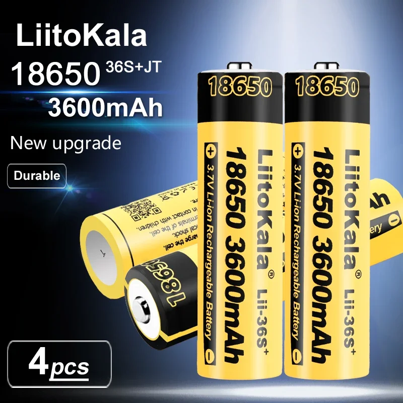 4PCS LiitoKala Lii-36S-JT 18650 3.7V 3600mAh Lithium Rechargeable Battery