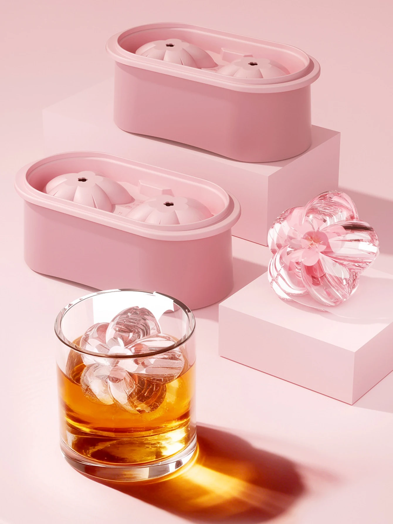 1PC Cherry Blossoms Ice Maker Flower Ice Mold Stackable Slow Melting DIY Ice Ball For Cocktail Whiskey Drink Home Bar Tools