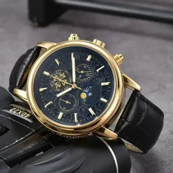 original Men's Watch Quartz FashionSports GMT 30Bar Diving Sapphire Automatic Movement Wristwatches Leather Needle buckle Luxury