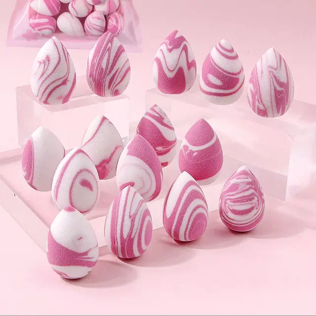 15Pcs Mini Marble Pattern Makeup Sponge Set Dry Wet Use Cosmetic Sponges For Foundation Concealer Loose Powder Beauty Tools 5